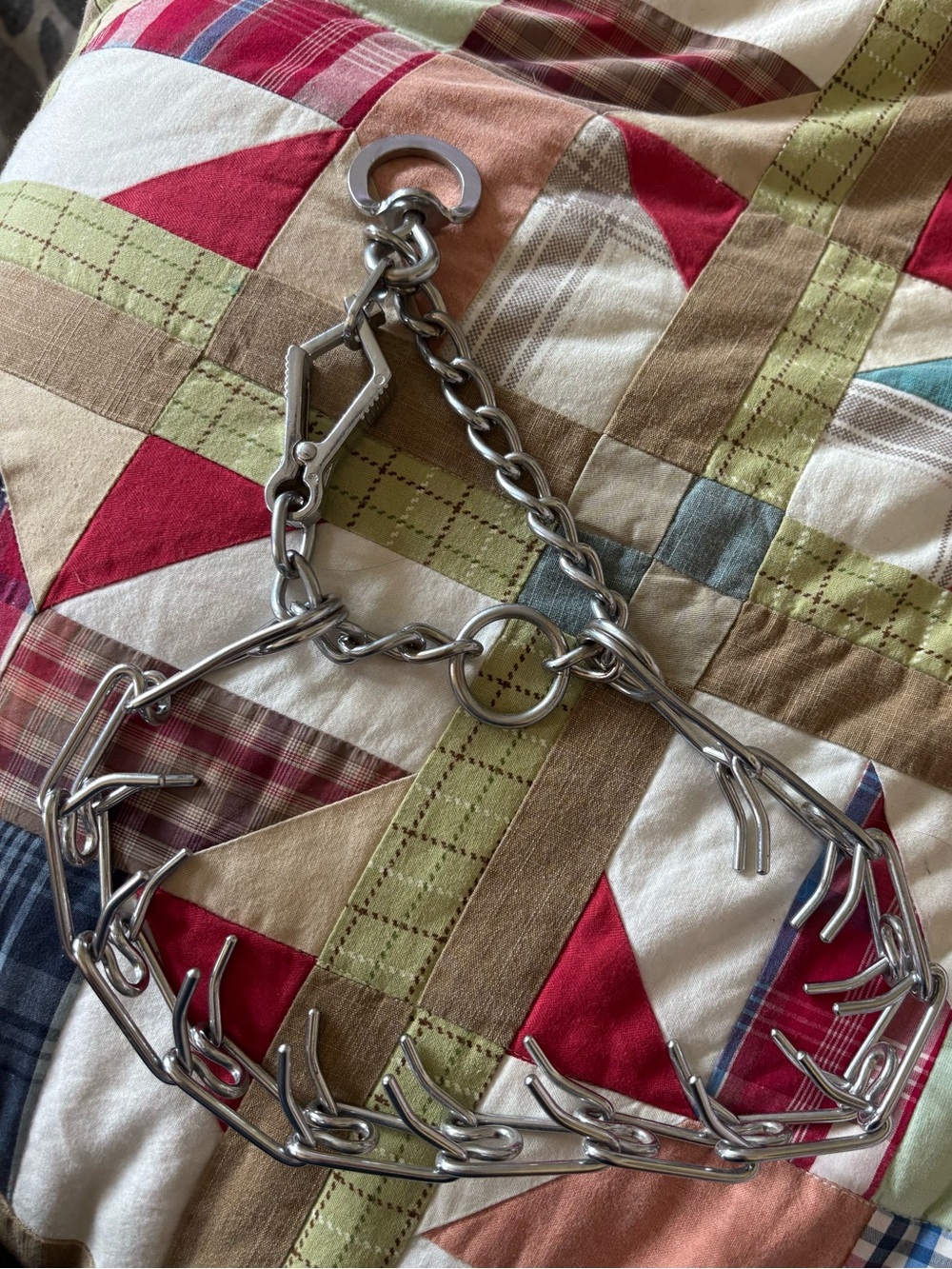 Large 12”-18” Hamilton Chrome Prong Training Collar For Dogs